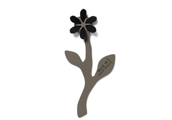 Marque-page Fleur gris noir