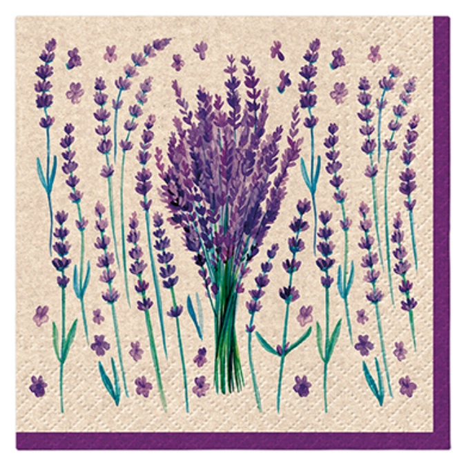Serviettes Cocktail 20x We care Lavender Charm, 25x25cm