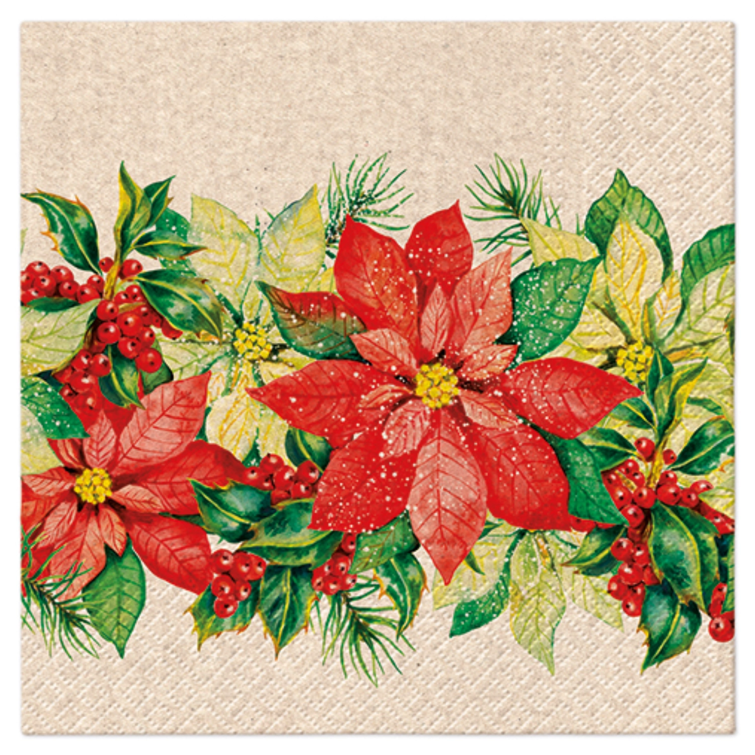 Serviettes Lunch 20x We care Noble Poinsettia, 33x33cm