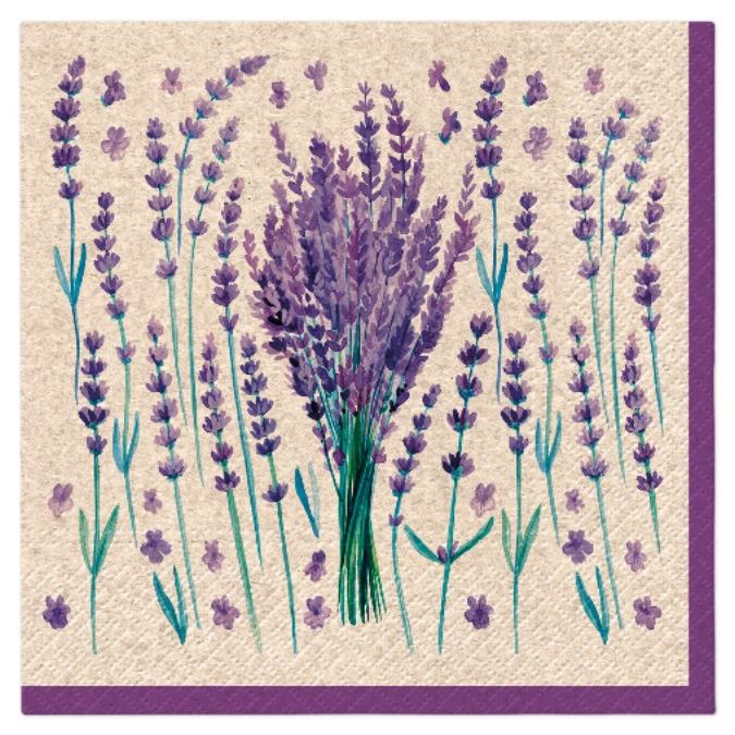Serviettes Lunch 20x We care Lavender Charm, 33x33cm