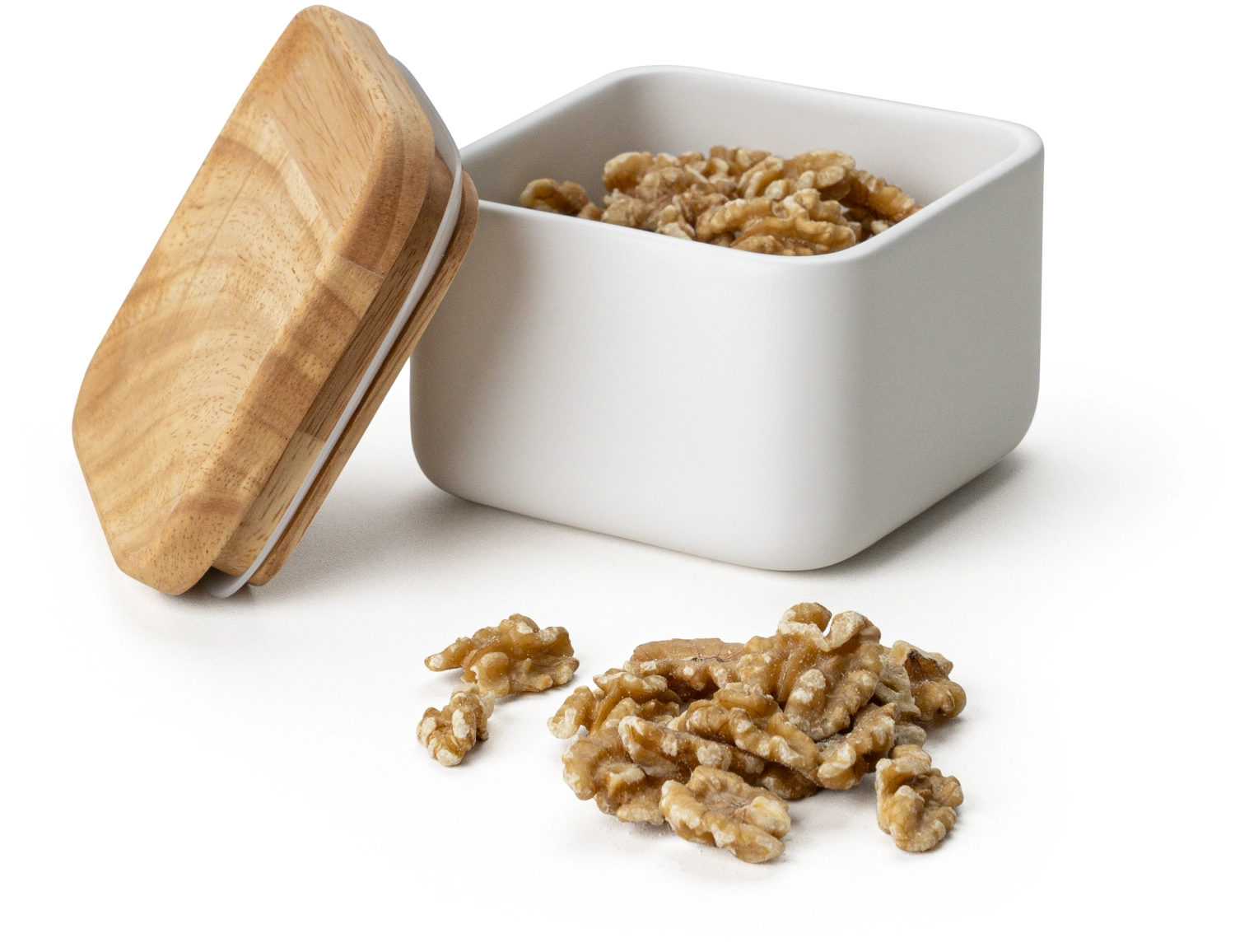 Boîte cér. blanc couvercle bois