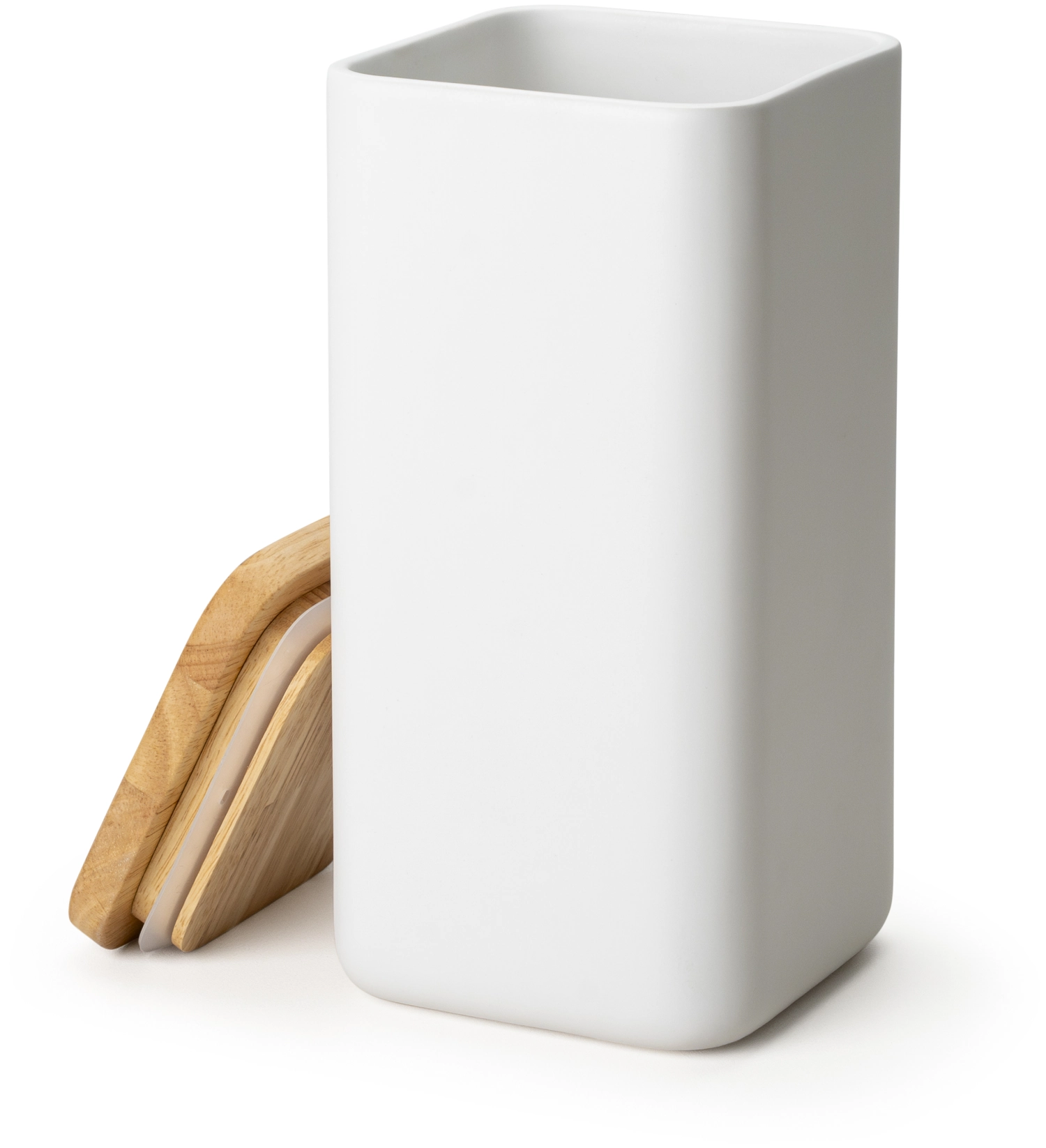Boîte cér. blanc couvercle bois