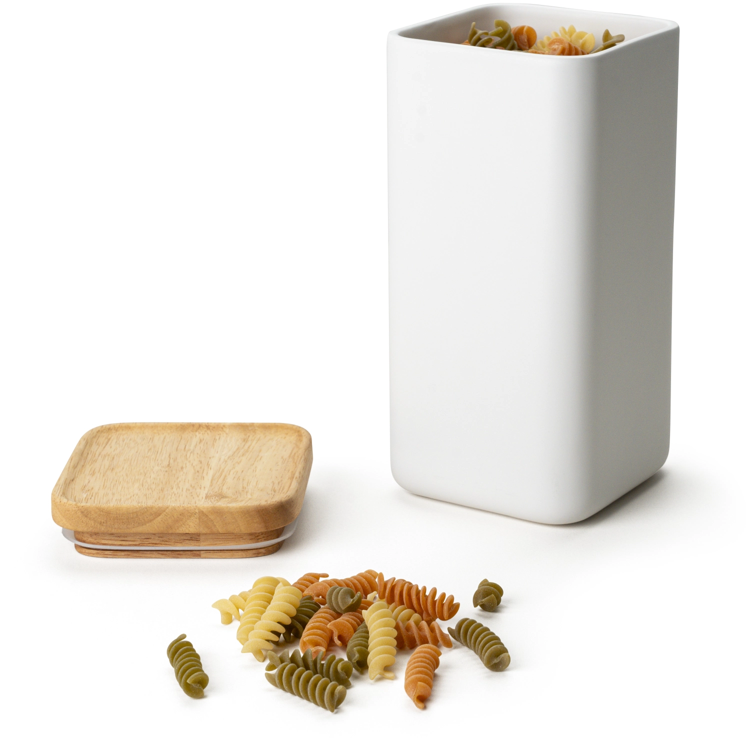 Boîte cér. blanc couvercle bois