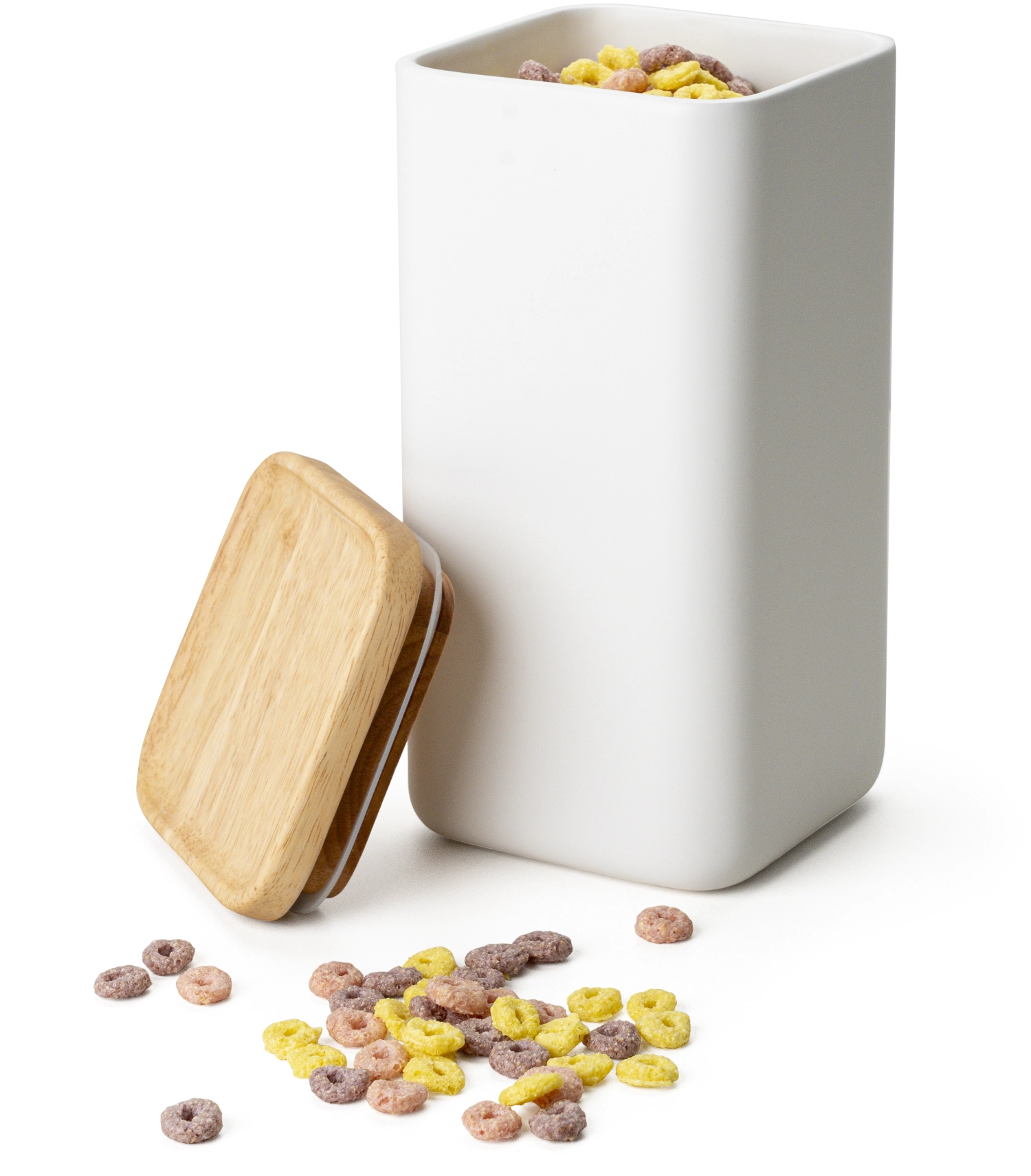 Boîte cér. blanc couvercle bois