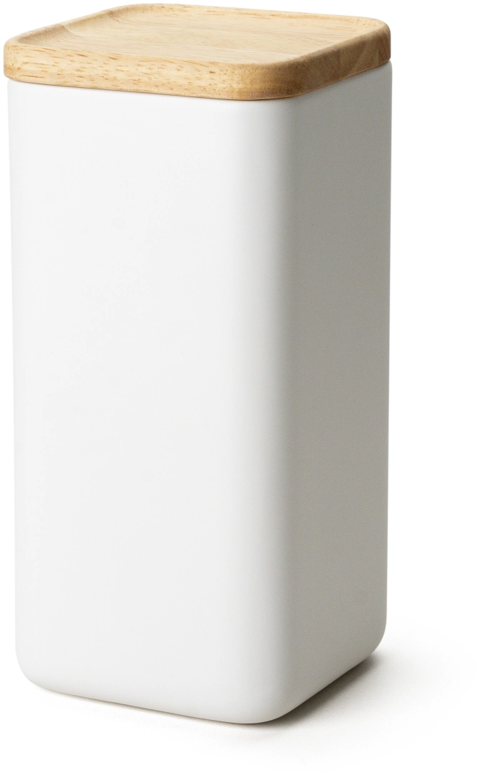 Boîte cér. blanc couvercle bois