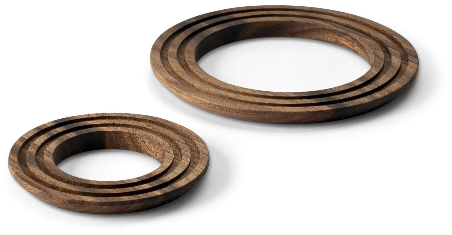Dessous plat acacia rond 2-en-1