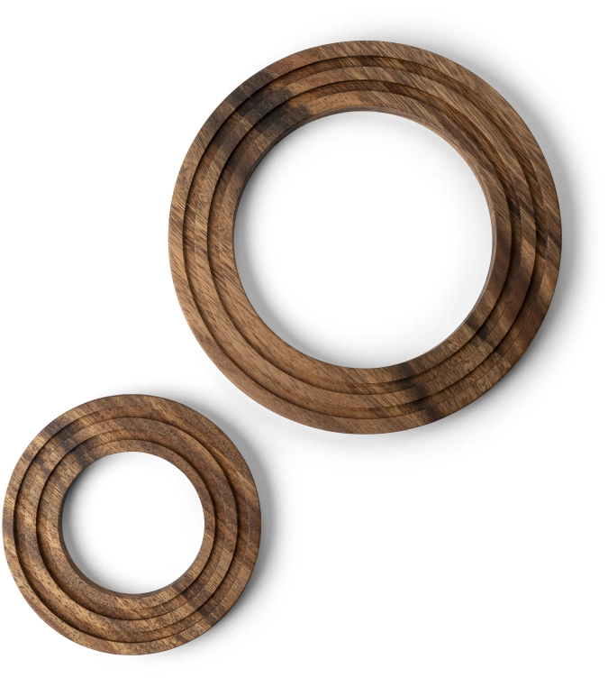 Dessous plat acacia rond 2-en-1