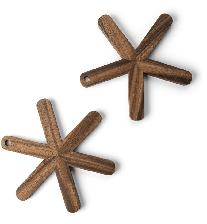 Lot 2 dessous plat étoile acacia