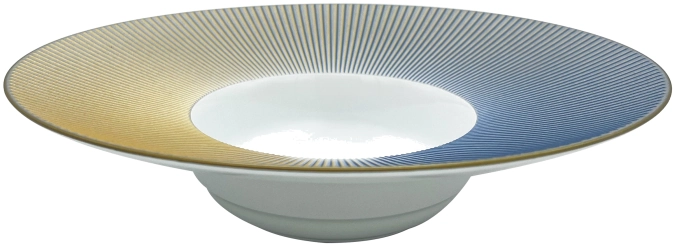 Bolero Iridescent assiette creuse grand marli bleue